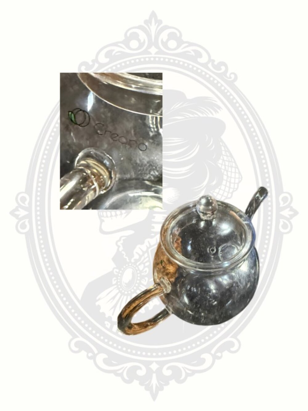 Creano Glass Teapot with Lid 17 oz Borosilicate Tea Pot Clear Modern Minimalist